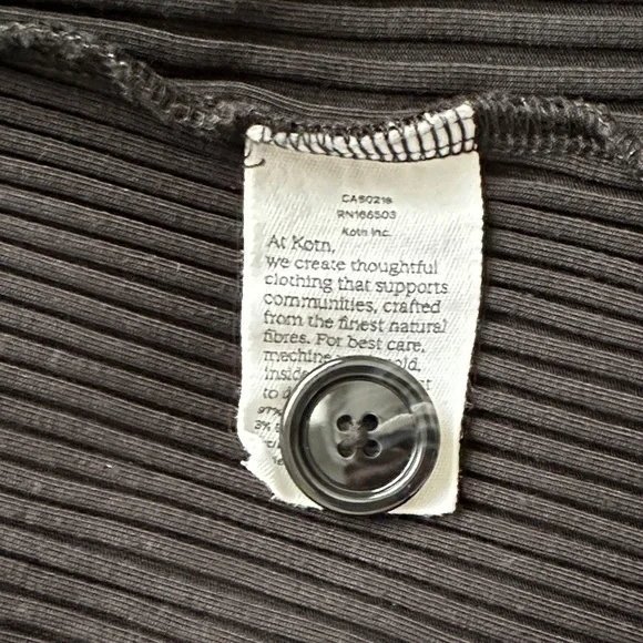 KOTN Black Ribbed Button-Front Women's Cardigan - Picture 4 of 7